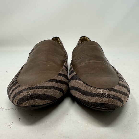 Geox Shoes Womens 37 US 7 Brown Grey‎ Animal Print Italian Leather Upper Flats - Picture 3 of 15